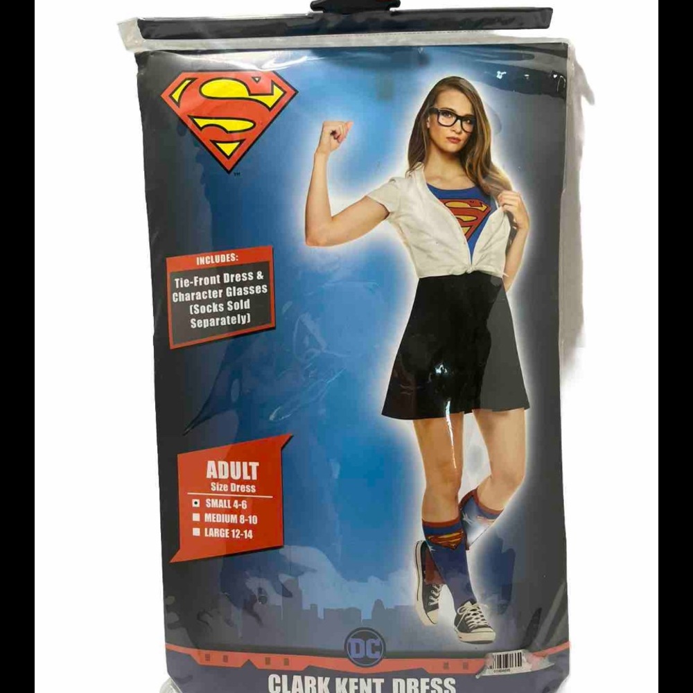 Clark Kent Dress Women’s Adult Small (4-6) Dress, Glasses, Halloween